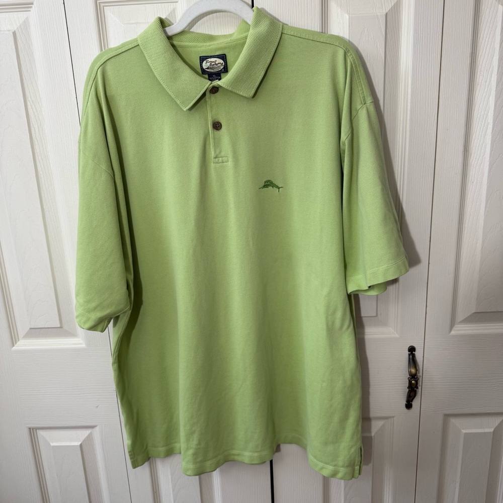 Tommy Bahama Green Polo Shirt 100% Cotton Short Sleeve Collared Mens Size XL